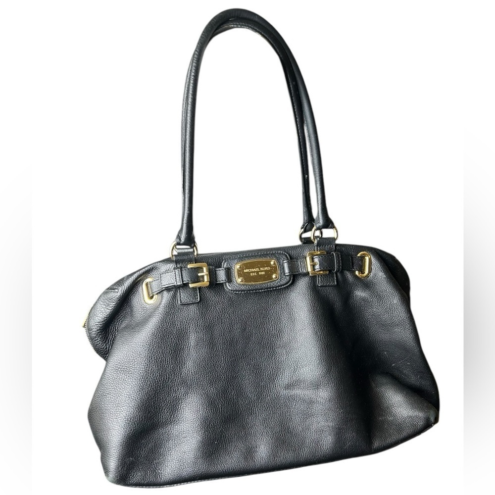 Michael Kors Hamilton Weekender Black Leather Bag X-Large Gold Hardware